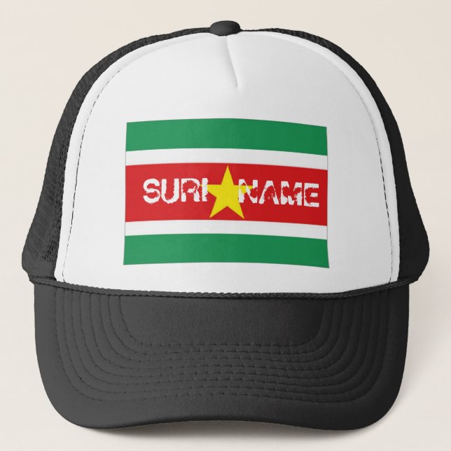 Surinam-Flaggenandenkenhut Truckerkappe (Vorderseite)