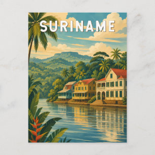 Surinam Illustration Reise Kunst Vintage Postkarte