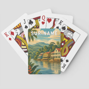 Surinam Illustration Reise Kunst Vintage Spielkarten