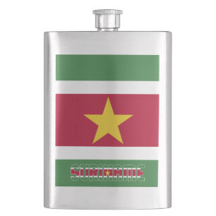 Suriname Flag Elegant Patriotic Flachmann