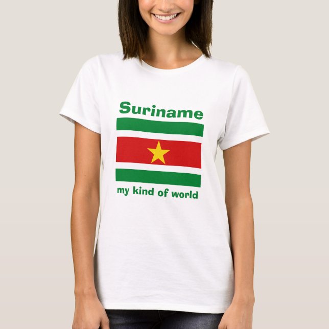 Suriname Flag + Karte + Text-T - Shirt (Vorderseite)