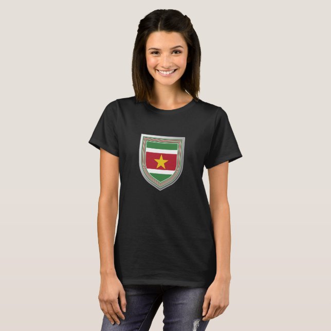 Suriname Flag Shield T - Shirts (Vorne ganz)
