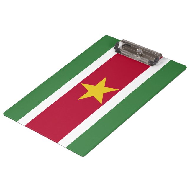 Suriname-Flagge Klemmbrett (Schrägansicht)