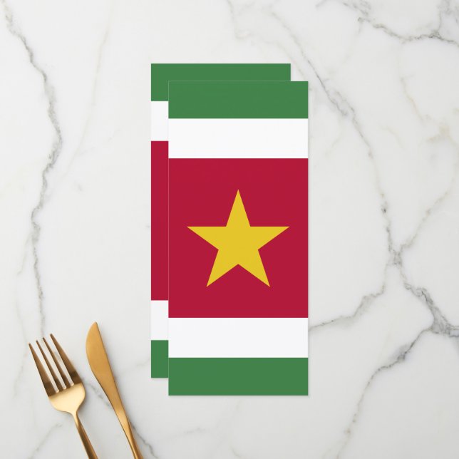 Suriname-Flagge Menükarte (Vorderseite/Rückseite Beispiel)