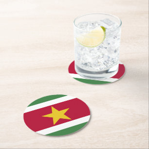 Suriname-Flagge Runder Pappuntersetzer