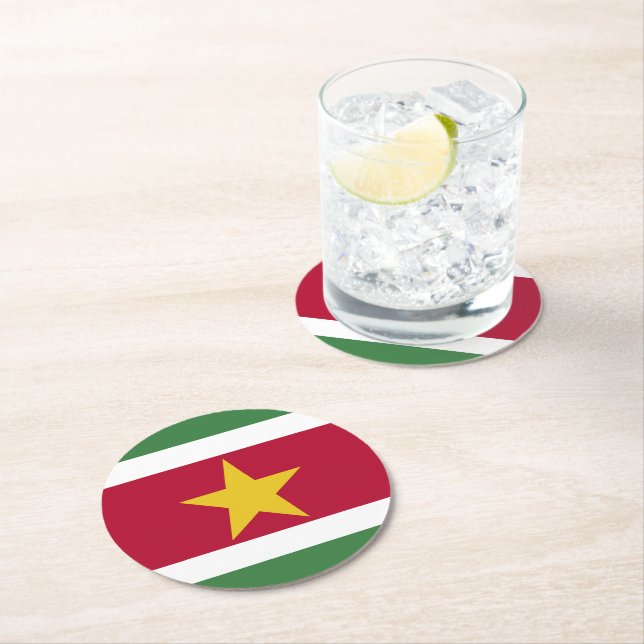 Suriname-Flagge Runder Pappuntersetzer (Vor Ort)