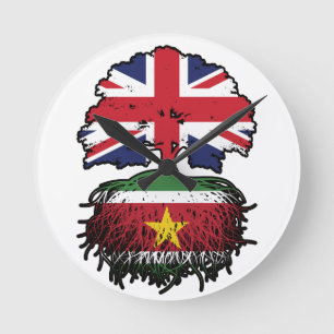 Suriname Surinamese Britische Tree Roots Flag Runde Wanduhr