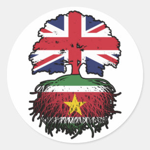 Suriname Surinamese Britische Tree Roots Flag Runder Aufkleber