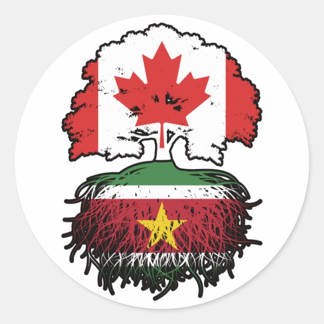 Suriname Surinamese Kanada Tree Roots Runder Aufkleber (Vorderseite)
