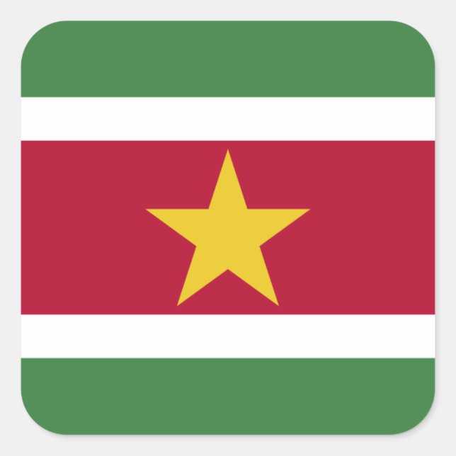 Surinamische Flagge, Flagge von Suriname Quadratischer Aufkleber (Vorderseite)