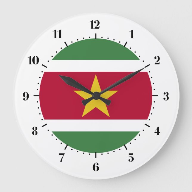 Surinamische Flagge Große Wanduhr (Vorderseite)