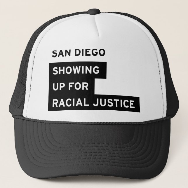 SURJ San Diego Logo-Abnutzung Truckerkappe (Vorderseite)
