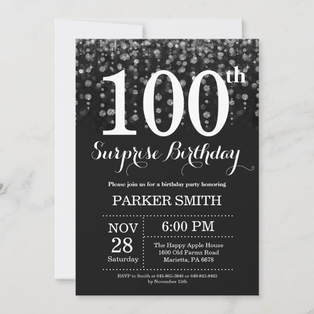 Surprise 100e anniversaire Invitation Parties scin (Devant)