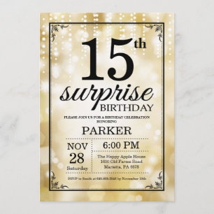 Surprise 15e anniversaire Invitation Parties scint