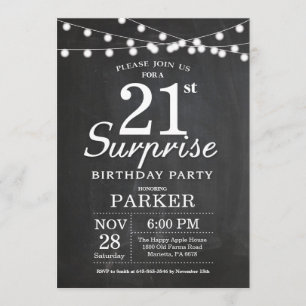 Surprise 18e anniversaire Invitation Chalkboard