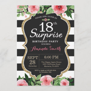 Surprise 18e anniversaire Invitation Femmes.Floral