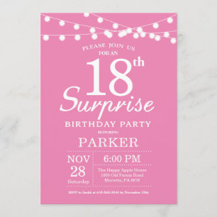 Surprise 18e anniversaire Invitation rose