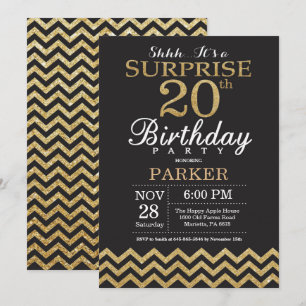 Surprise 20e anniversaire Invitation Parties scint
