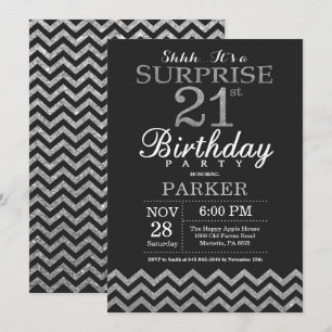 Surprise 21e anniversaire Invitation Parties scint