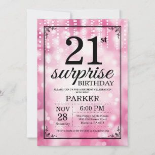 Surprise 21e anniversaire Invitation Parties scint