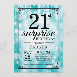 Surprise 21e anniversaire Invitation Parties scint