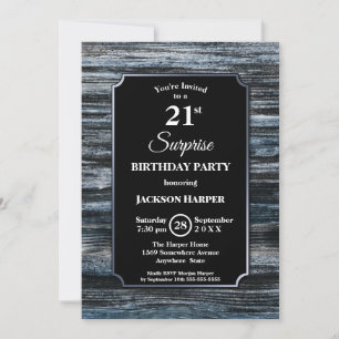 Surprise 21e anniversaire Wood Party Invitation