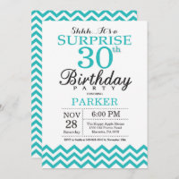Surprise 30e anniversaire Invitation Turquoise Che