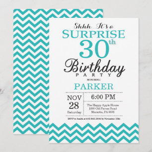 Surprise 30e anniversaire Invitation Turquoise Che