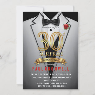 Surprise 30e anniversaire Tuxedo Invitation