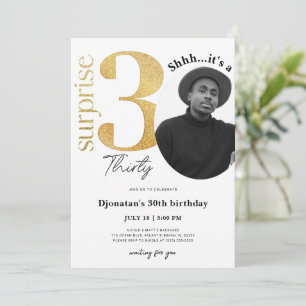 Surprise 30ème anniversaire d'or Invitation avec p