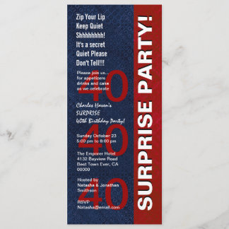 SURPRISE 40. Geburtstag Party Modern Blue Red V01 Einladung
