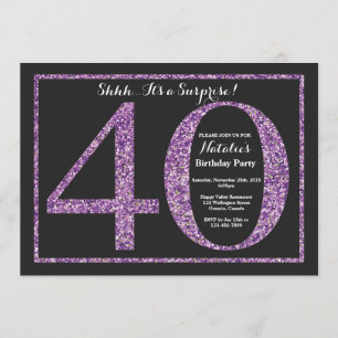 Surprise 40e anniversaire Invitation Purple Partie