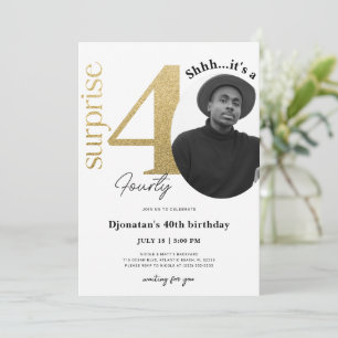 Surprise 40ème anniversaire d'or Invitation avec p