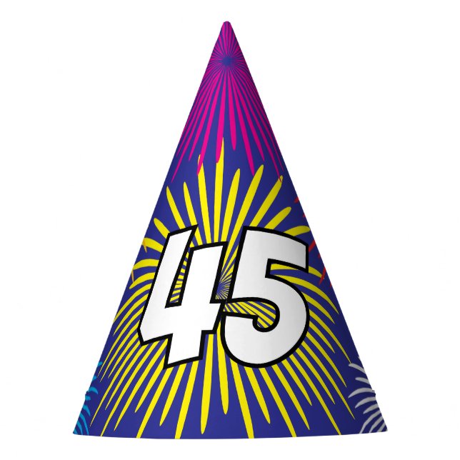 Surprise 45th Birthday party paper cone hats Partyhütchen (Vorderseite)