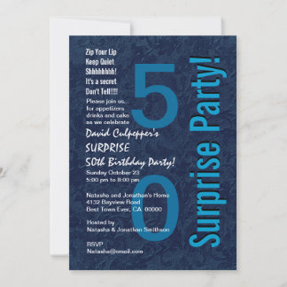 SURPRISE 50. Geburtstag Moderne Hues of Blue W033 Einladung