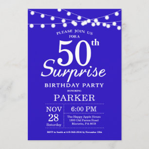 Surprise 50e anniversaire Invitation bleu royal