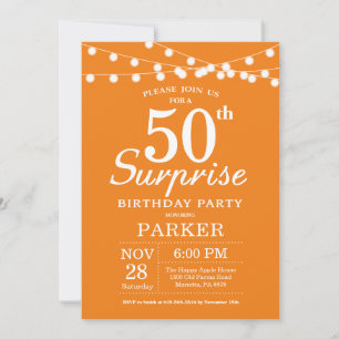 Surprise 50e anniversaire Invitation Orange