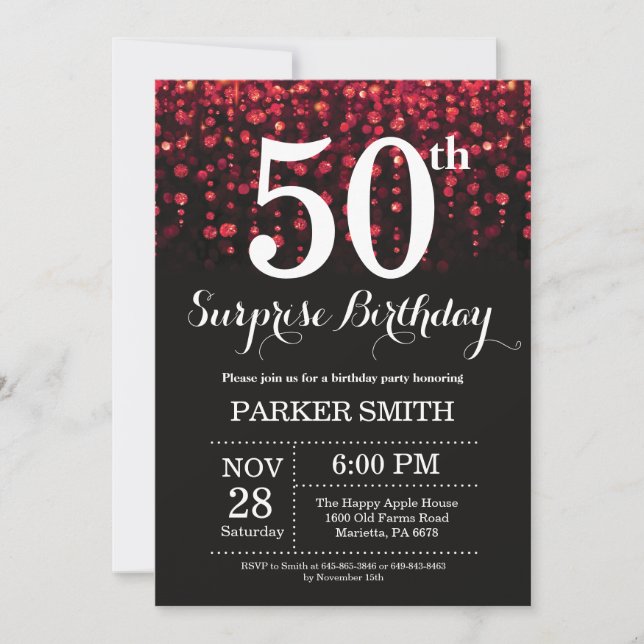 Surprise 50e anniversaire Invitation Parties scint (Devant)