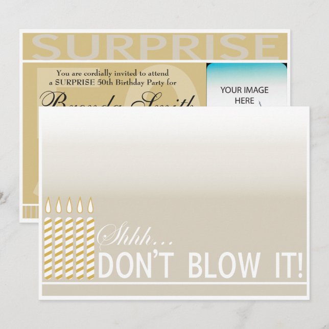 Surprise 50e Anniversaire Soirée Gold Invitation (Devant / Derrière)