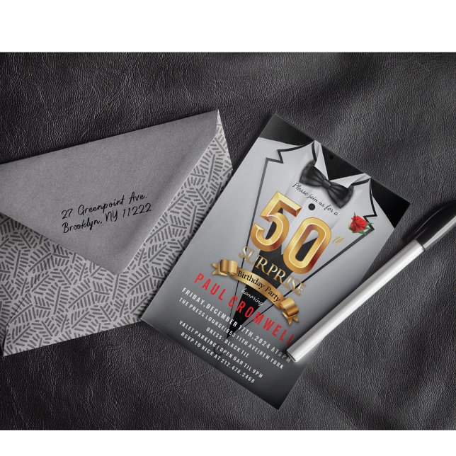 Surprise 50e anniversaire Tuxedo Invitation (Créateur téléchargé)