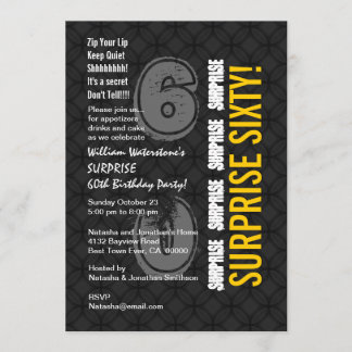 SURPRISE 60. Modern Birthday Charcoal Gold W206 Einladung