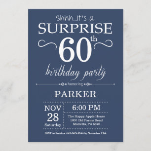 Surprise 60e anniversaire Invitation Bleu