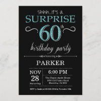 Surprise 60e anniversaire Invitation Noir et Turqu