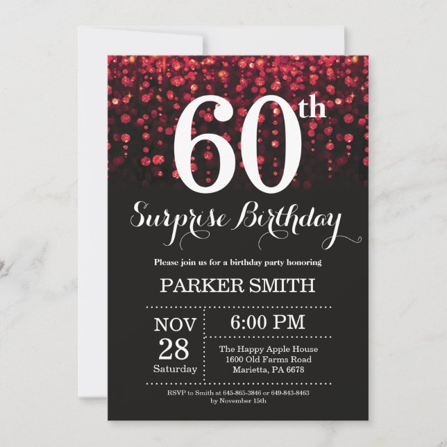Surprise 60e anniversaire Invitation Parties scint (Devant)
