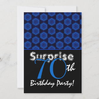 SURPRISE 70. Geburtstag Royal Blue Stars W1448 Einladung