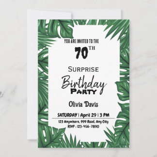 Surprise 70e anniversaire de fête Invitation