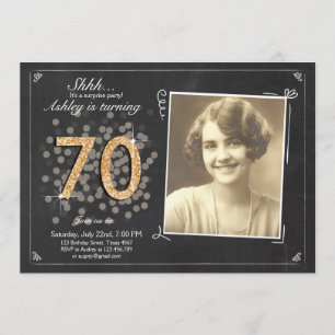 Surprise 70e anniversaire invitation Chalkboard vi