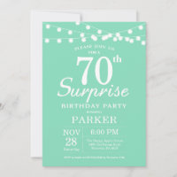 Surprise 70e anniversaire Invitation Mint Green