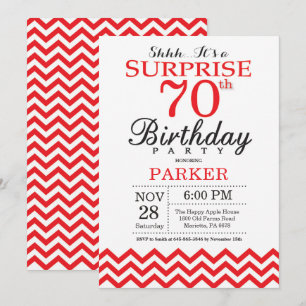 Surprise 70e anniversaire Invitation Red Chevron
