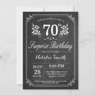 Surprise 70e anniversaire Invitation Tableau de bo